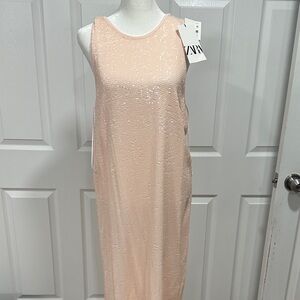 Zara Women's Blush Sequin Maxi Dress